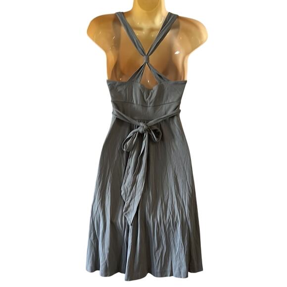 American Eagle 🦅 Gray Knit Dress Size S Empire Waist Tie Sash Strappy Back - Picture 3 of 8